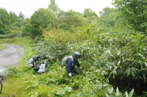 ９月１６日「e-bikeで地熱発電所見学＆オオハンゴンソウ駆除活動」開催しました